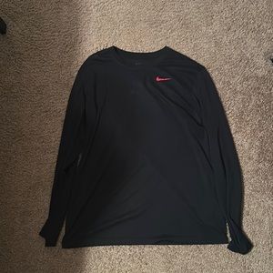 Long sleeve Nike black large shirt. Red swoop